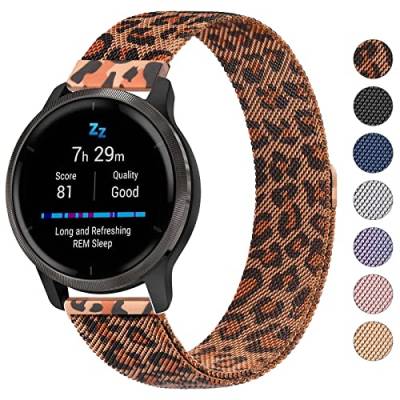 Mugust Armband Kompatibel mit Garmin Vivoactive 4 45mm / Garmin Venu 2 Armband, 22mm Edelstahl Mesh Metall Uhrenarmband mit Magnet für Forerunner 255 Music 46mm Ersatzband (Leopard) von Mugust