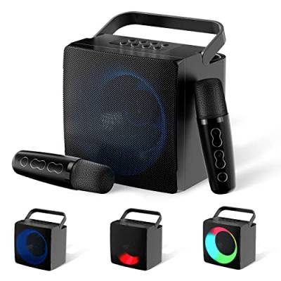MusyVocay Karaoke-System, Mini-Bluetooth-Lautsprechersystem mit 2 Mini-Mikrofonen, tragbarer Sound-Lautsprecher für Kinder und Anfänger von MusyVocay