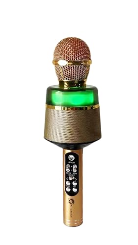 Bluetooth Karaoke Mikrofon Kinder & Teenager N-Gear StarMic Gold - Mit LED-Lichtshow, Kristallklarer Karaoke-Filter, Echo-Effekt, 4 Stunden Akkulaufzeit Mädchen und Jungen von N-Gear