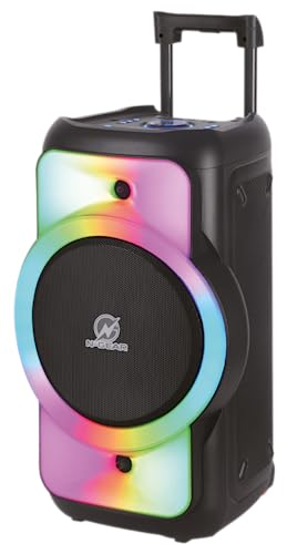 N-Gear Flash Juke 12 - Kabelloser 12" Inch Trolley Bluetooth Lautsprecher mit licht - 500 Watt Karaoke Anlage Mit 1 Mikrofon - TWS - Eingebautem Akku - 6 Stunden Spielzeit von N-Gear