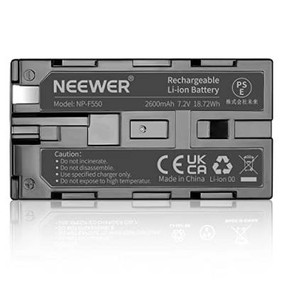 NEEWER 7.2V 2600mAh Lithium Akku Ersatz für Sony NP F550/570/530,Kompatibel mit Sony HandyCams,andere On Camera LED Illuminatoren mit NP F550 Akku von NEEWER