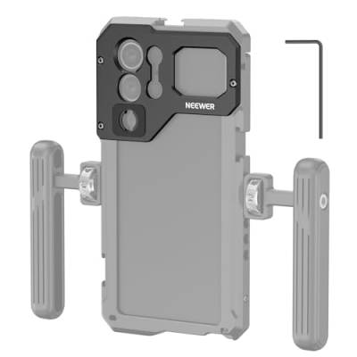 NEEWER Objektiv hintere Platine für PA021 Telefonkäfig kompatibel mit Samsung Galaxy S23 Ultra, Handy Kameraobjektiv Halterung aus Aluminium mit 17mm Gewinde für Weitwinkelaufnahmen, PA033 von NEEWER