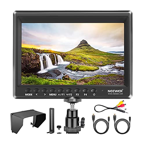 Neewer F100 7-Zoll 1280x800 IPS Bildschirm Kamera Feldmonitor unterstützt 4k-Eingang HDMI Video für DSLR Spiegellose Kamera Sony A7S II A6500 Panasonic GH5 Canon 5D Mark IV (Batterie Nicht enthalten) von NEEWER