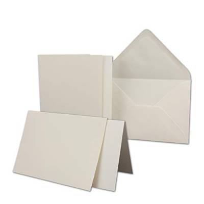 100 x Kartenpaket mit gefütterten Brief-Umschlägen und Einleger - gerippt - DIN A6/C6 - Naturweiß - 10,5 x 14,8 cm - Nassklebung - NEUSER PAPIER von NEUSER PAPIER