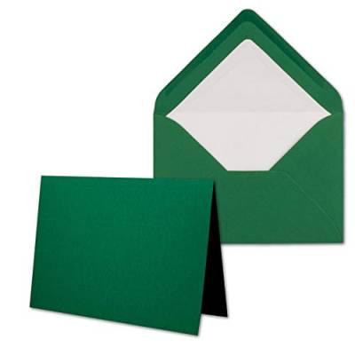 50 x Kartenpaket mit gefütterten Brief-Umschlägen - gerippt - DIN A6/C6 - Dunkelgrün - 10,5 x 14,8 cm - Nassklebung - NEUSER PAPIER von NEUSER PAPIER
