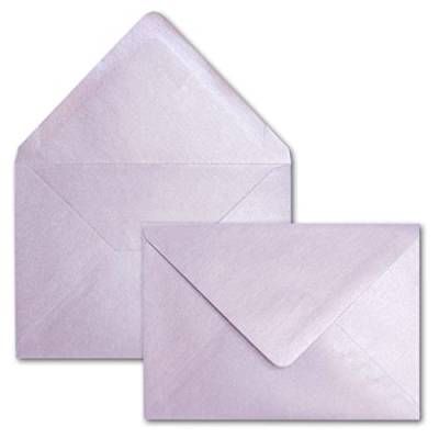 50x DIN C6 Briefumschläge, Flieder (violett) mit Metallic Effekt, 114 x 162 mm, 90 g/m², beidseitig beschichtet mit Perlmutt-Effekt, Nassklebung, für Einladungen, Geburtstag, Taufe von NEUSER PAPIER