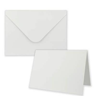 50x Faltkarten-Set inklusive Briefumschläge größer als DIN B6 - Übergröße - Blanko Einladungs-Karten in Weiß - Klappkarten mit Umschlägen von NEUSER PAPIER