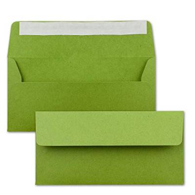 50x Kraftpapier-Umschläge DIN Lang - Hell-Grün - Haftklebung 11 x 22 cm - Brief-Umschläge aus Recycling-Papier - Vintage Kuverts von NEUSER PAPIER von NEUSER PAPIER