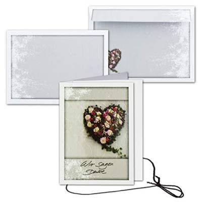 50x Trauerkarte mit Umschlag Set Danksagung - Herz - inklusive hochwertiger Box- DIN A6 Hoch-Format - Danksagungskarten Trauerkarten nach Beerdigung - Trauer-Papiere by GUSTAV NEUSER von NEUSER PAPIER