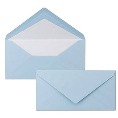 75 x DIN Lang Briefumschläge - Blau mit weißem Seidenfutter - 11x22 cm - 80 g/m² - ideal für Einladungen, Weihnachtskarten, Glückwunschkarten aus der Serie Farbenfroh von NEUSER PAPIER