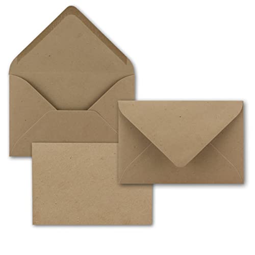 Briefumschläge aus Kraftpapier - Braun - 300 Stück - DIN B6 Format 125 x 185 mm - 120 Gramm pro m² - Größer als DIN B6 für dicke Faltkarten - Nassklebung - ideal für Weihnachten und Einladungen von NEUSER PAPIER