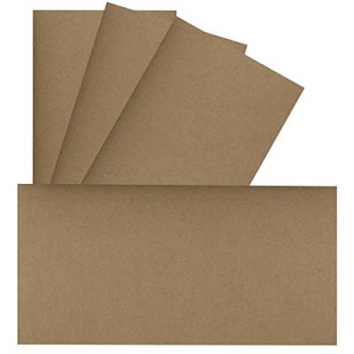 NEUSER PAPIER 25x Einzelkarten DIN Lang - 9,9 x 21 cm - 410 g/m² - Kraftpapier Braun - stabiles Bastelpapier - Natur-Tonkarton - Ideal für Postkarten, Grußkarten und Einladungen von NEUSER PAPIER