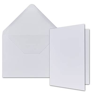 A5 Doppelkarten Set inklusive Briefumschläge - 25er-Set - Blanko weiße Einladungskarten in Hochweiß - Faltkarten mit Umschlägen von NEUSER