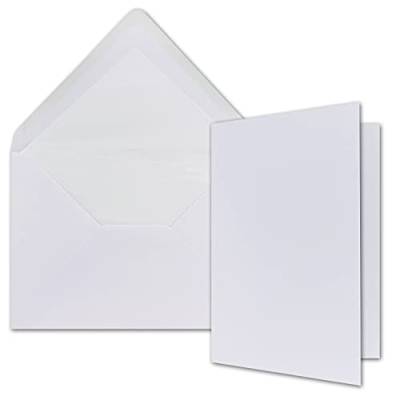 A5 Doppelkarten Set inklusive gefütterten Briefumschlägen - 10er-Set - Blanko Hochweiß Einladungskarten - Faltkarten mit gefütterten Umschlägen von NEUSER