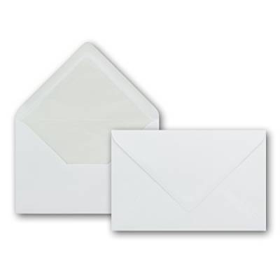 Briefumschläge in Weiß - 50 Stück - Format: 120 x 180 mm - DIN B6 - Nassklebung - mit grauem Seidenfutter - 100 g/m² - ohne Fenster - Premiumqualität GUSTAV NEUSER von NEUSER