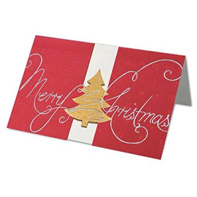 NEUSER 50x sehr edle Weihnachtskarten DIN B6 Faltkarten mit Sichtfenster-Stanzung - Goldfolien-Prägung - Inklusive Umschläge in Weiß - 17 x 11,5 cm von NEUSER