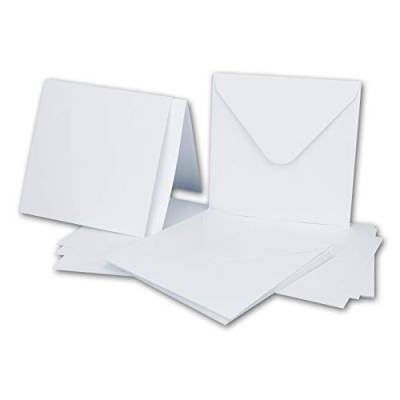 NEUSER 75x Quadratisches Karten-Set mit Briefumschlägen & Einleger - 13,5 x 13,5 cm - Weiß - quadratische blanko Einladungen für Hochzeit und Feste von NEUSER