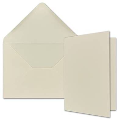 NEUSER A5 Doppelkarten Set inklusive Briefumschläge - 150er-Set - Blanko Naturweiß Einladungskarten in Creme-Weiß - Faltkarten mit Umschlägen von NEUSER