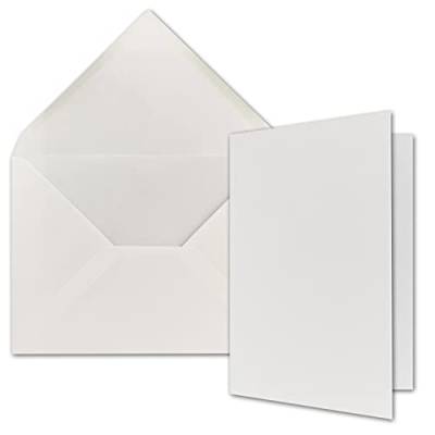 NEUSER A5 Doppelkarten Set inklusive Briefumschläge - 50er-Set - Blanko Einladungskarten in Hochweiß mit gerippten Briefumschlägen (Strukturprägung) von NEUSER