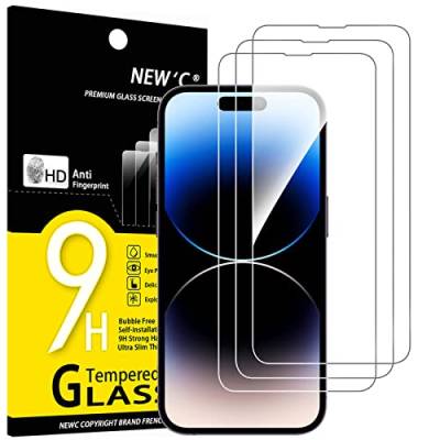 NEW'C 3 Stück, Panzer Schutz Glas für iPhone 14 Pro (6,1"), Frei von Kratzern, 9H Härte, HD Displayschutzfolie, 0.33mm Ultra-klar, Ultrabeständig von NEW'C