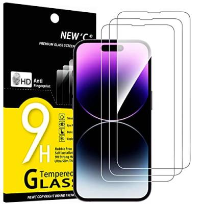 NEW'C 3 Stück, Panzer Schutz Glas für iPhone 14 Pro Max (6,7"), Frei von Kratzern, 9H Härte, HD Displayschutzfolie, 0.33mm Ultra-klar, Ultrabeständig von NEW'C