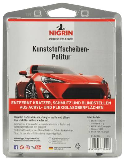 NIGRIN Kunststoffscheiben-Politur Set, 3-teilig von NIGRIN