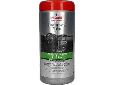 NIGRIN Performance 36 Flächen Desinfektions-Tücher, Grau/Rot von NIGRIN