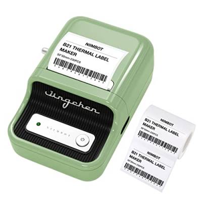NIIMBOT B21 Bluetooth Etikettendrucker, Beschriftungsgerät Selbstklebend Kompatibel Mit IOS Android, Tragbares Etikettiergerät für Zuhause und Büro Schule Etikettierung (Grün) von NIIMBOT