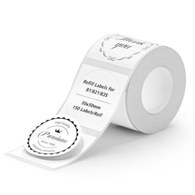 NIIMBOT Runde Etiketten für B21/B1/B3S Etikettendrucker, Thermoaufkleber 2"X2"(50x50mm), 1 Rolle mit 150 Etiketten von NIIMBOT