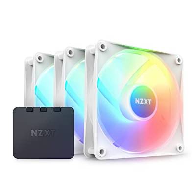 NZXT F120 RGB Core Triple Pack – 3 x 120 mm Nabenmontierte RGB-Lüfter mit RGB-Controller – 8 individuell adressierbare LEDs – halbtransparente Klingen – hoher statischer Druck und Luftstrom – von NZXT