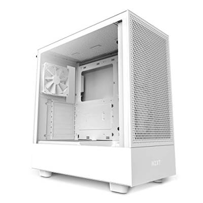 NZXT H5 Flow - CC-H51FW-01 - Premium ATX Mid-Tower PC Gaming Gehäuse - Airflow Mesh Front - Seitenteil Aus Gehärtetem Glas - Extra GPU Lüfter - Wasserkühlung Ready - USB C - WeiÃŸ von NZXT