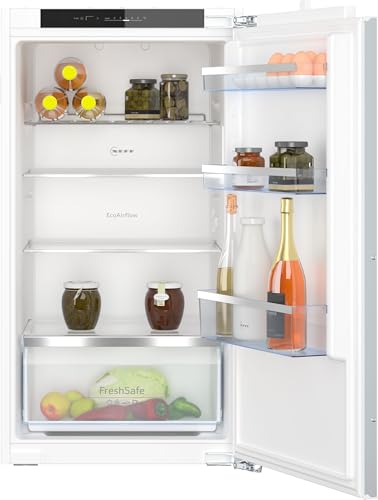 Neff, KI1312FE0, Einbaukühlschrank, N50, EEK E, 102,5x56 cm (HxB), Kühlen 165 l, 35dB, LED Beleuchtung, Sicherheitsglas, Fresh Safe, Eco Air Flow, Flachscharnier, Made in Germany, Weiß von Neff