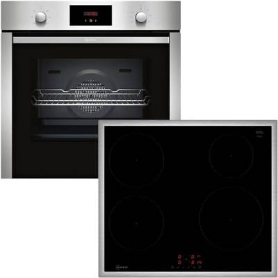 Neff Set BX36I bestehnd aus B1CCC0AN0 Einbaubackofen mit CircoTherm, 60 x 60 cm, Edelstahl, N 30 und T46SBE1L0 autarkes Induktionskochfeld, 60 cm, Schwarz, N 50 von Neff