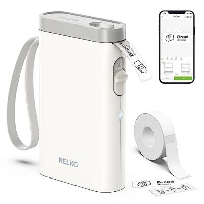 Nelko Etikettendrucker, Bluetooth P21 Selbstklebendes Etikettiergerät Tragbarer beschriftungsgerät selbstklebend Labeldrucker, Kabelloser, Mini Label Printer mit iOS Android,Für Zuhause, Büro, Beige von Nelko