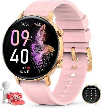 Nemheng Smartwatch (1,32 Zoll, Android iOS), Damen mit Telefonfunktion Fitness Tracker mit Pulsmesser Armbanduhr von Nemheng