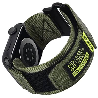 Nereides Kompatibel mit Apple Watch Ultra Armband 49mm, Soft Nylon Sportarmband, Klett Design für iWatch Armband Series Ultra/Ultra 2 Grün von Nereides