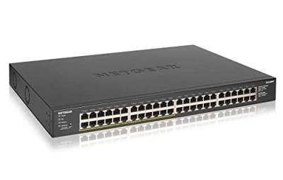Netgear GS348PP 48 Port Gigabit Ethernet LAN PoE Switch (mit 24x PoE+ 380W, Plug-and-Play Netzwerk Switch, Desktop oder 19 Zoll Rackmontage, robustes Metallgehäuse), schwarz von Netgear