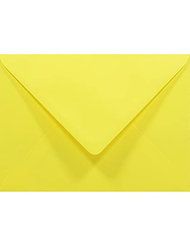 Netuno 100 Umschläge Gelb DIN B6 125x 175 mm 80g Rainbow gelbe Briefumschläge farbig bunte Briefhüllen Einladungsumschläge Hochzeit Papier- Briefumschläge Spitzklappe nassklebend ohne Fenster von Netuno