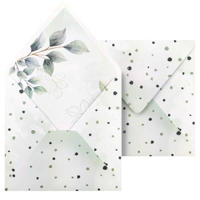 Netuno 100 quadratische Briefkuverts mit Aufdruck Blätter 155 x 155 mm beidseitig bunt bedruckte Briefumschläge quadratisch für Einladungs- Karten Motiv für Hochzeit Geburtstag Weihnachten von Netuno