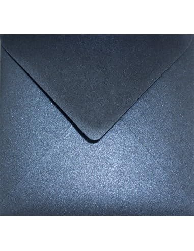 Netuno 100 quadratische Briefumschläge Perlmutt-Dunkel-Blau 153x 153 mm 120g Aster Metallic Queens Blue Perlmutt-Glanz-Umschläge quadratisch Perlglanz metallisch-glänzende Kuverts Metallic-Effekt von Netuno