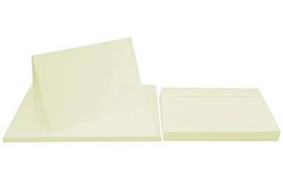 Netuno 25 Klapp-Karten mit Umschlag blanko Karten Creme DIN A6 mit Brief-Umschlag DIN C6 Kartenset mit Umschlag Falt-Karten Set mit Umschlägen C6 25 Faltkarten & 25 Umschläge Briefpapier mit Umschlag von Netuno