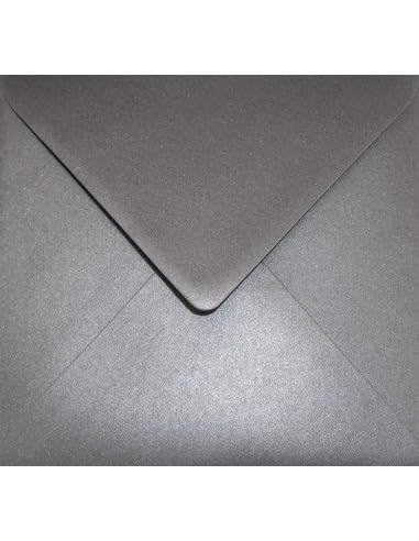 Netuno 25 quadratische Briefumschläge Perlmutt-Dunkel-Grau 153x 153 mm 120g Aster Metallic Grey Perlmutt-Glanz-Umschläge quadratisch Perlglanz metallisch-glänzende Kuverts Metallic-Effekt von Netuno
