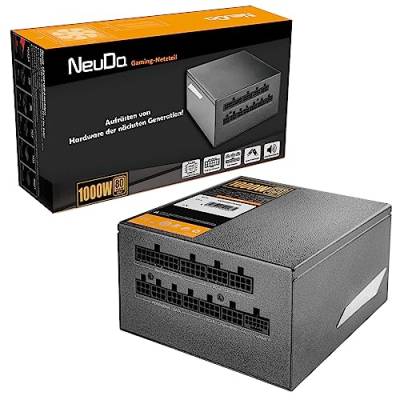 Neuda PC 1000W Netzteil EU Stecker 1000Watt 80 Plus Gold Zertifiziert, vollmodulares ATX 3.0, unterstützt PCIe 5.0 GPU, japanische 105°C Kondensatoren, 0% RPM Modus, Schwarz von Neuda