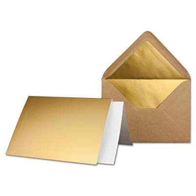 10x Gold-Metallic Faltkarten-SET - DIN A6 - mit gefütterten Kraftpapier Briefumschlägen & Einlegern - 10,5 x 14,8 cm - Einladungskarten-Set von Gustav Neuser® von Neuser