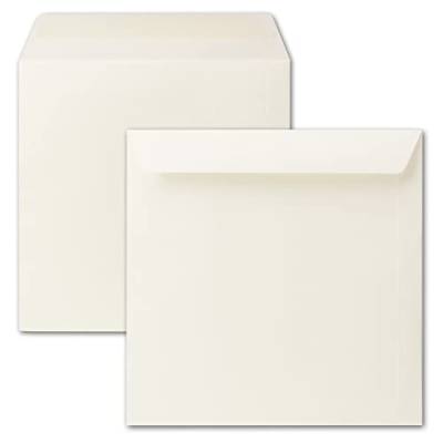 50x quadratische Briefumschläge 24 x 24 cm, Creme (Cremeweiß), Nassklebung, dickes Papier 120 g/m² - Umschläge für quadratische Karten von Neuser