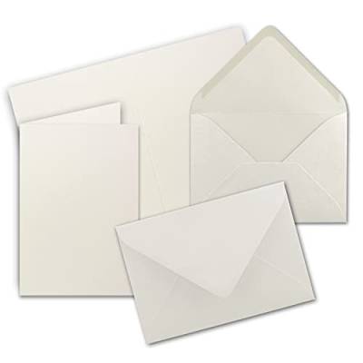 Faltkarten SET mit Brief-Umschlägen DIN A6 / C6 in Naturweiß - 25 Sets - 14,8 x 10,5 cm - Premium Qualität - Serie FarbenFroh von Neuser