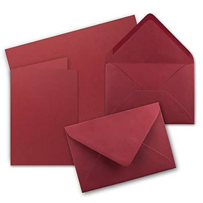Faltkarten Set mit Brief-Umschlägen DIN A6 / C6 in Dunkelrot/Weinrot - 25 Sets - 14,8 x 10,5 cm - Premium Qualität - Serie FarbenFroh von Neuser