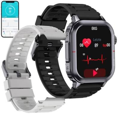 Newgen Medicals Fitnessuhr: Fitness-Smartwatch mit EKG-, Herzfrequenz- und Blutdruck-Anzeige (Fitnesswatch, Smartwatch-Fitnessuhr, Herren Damen Uhr Pulsuhr) von Newgen Medicals