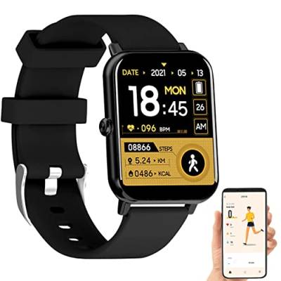 Newgen Medicals Smart Uhr: ELESION-kompatible Fitness-Smartwatch, Bluetooth, App, Metall, IP67 (Smartwatch Android, Smartwatch wasserdicht Damen, Pulsmesser) von Newgen Medicals