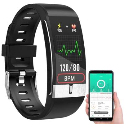 Newgen Medicals Smartwatch: Fitness-Armband mit EKG-, Herzfrequenz- & SpO2-Anzeige, IP67 (Pulsuhr ohne Brustgurt, Uhr Blutdruck, Fitnessuhr für Herren) von Newgen Medicals